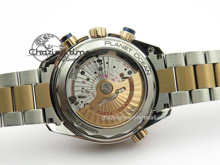 0209 FlexibleFit Seamaster Professional Chrono SS RG Blue Ceramic Blue Dial On SS RG Bracelet A 8211